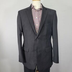Pronto Uomo Men's Sport Coat Blazer Two‎ Button Charcoal Gray Wool Blend 44L